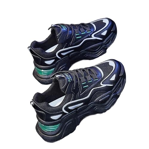 JXpxbao Damen Plateau Sneaker Chunky Sneaker Damen Retro Chunky Schuhe Modische Farbblock Turnschuhe Bequeme Keilabsatz Sneaker für Alltag & Spaziergänge (38,schwarz) von JXpxbao