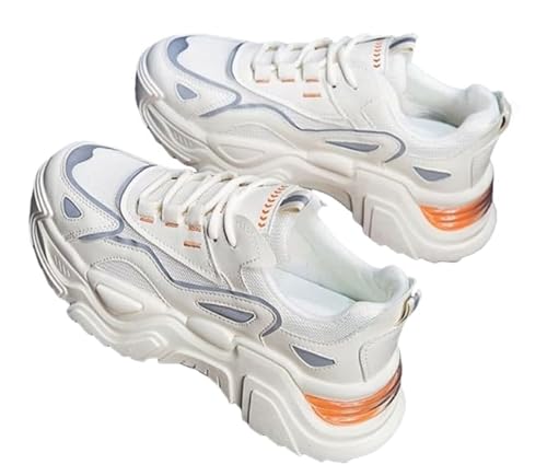 JXpxbao Damen Plateau Sneaker Chunky Sneaker Damen Retro Chunky Schuhe Modische Farbblock Turnschuhe Bequeme Keilabsatz Sneaker für Alltag & Spaziergänge (39,orange) von JXpxbao