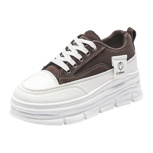 JXpxbao Damen Plateau Sneaker Klassische Chunky Freizeit Keilabsatz Retro Turnschuhe Lässige All-Match Sportschuhe Plus Size Casual Schuhe EU 34-41 (Braun,37) von JXpxbao