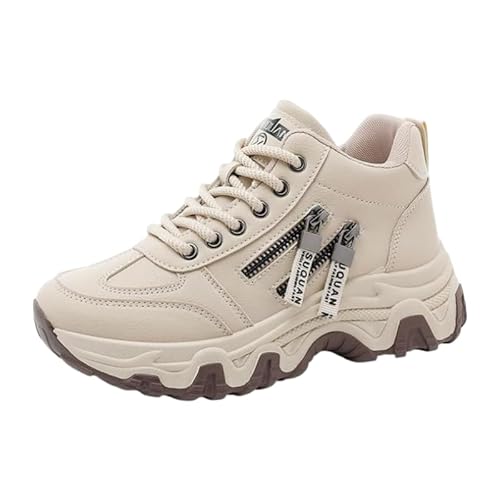 JXpxbao Damen Plateau Sneaker Modische Mid-Top Sneaker Walking Schuhe Ganztägige Bequeme Sportschuhe Für Alle Jahreszeiten (Khaki,43) von JXpxbao