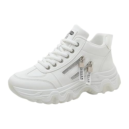 JXpxbao Damen Plateau Sneaker Modische Mid-Top Sneaker Walking Schuhe Ganztägige Bequeme Sportschuhe Für Alle Jahreszeiten (Weiß,41) von JXpxbao