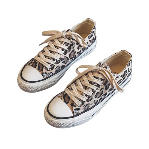 JXpxbao Damen Plateausneaker, Leopard Schnürstiefel, Lässige All-Match Sportschuhe Plus Size Gr.35-40 (L3301,38) von JXpxbao