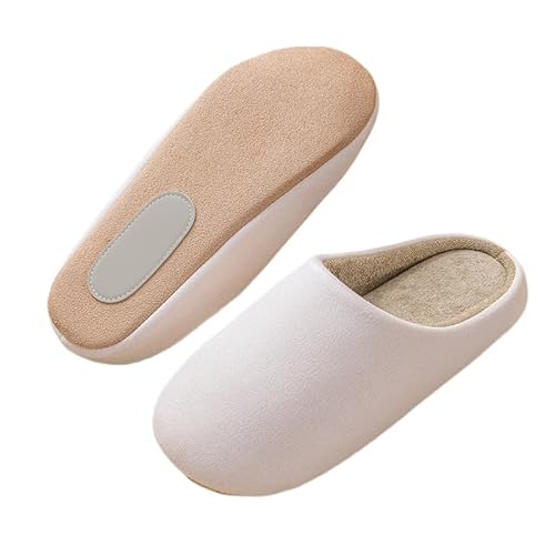 JXpxbao Damen Plüsch Winter Hausschuhe, Warme Flauschige Anti-Rutsch Plüsch Schuhpantoffeln, Herren Weiche Hausschuhe für Drinnen und Draußen (Beige,40) von JXpxbao