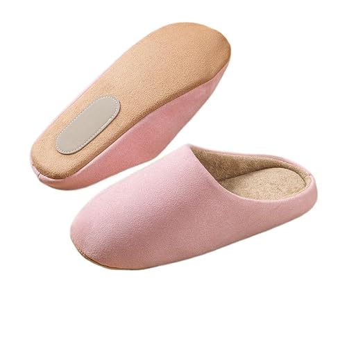 JXpxbao Damen Plüsch Winter Hausschuhe, Warme Flauschige Anti-Rutsch Plüsch Schuhpantoffeln, Herren Weiche Hausschuhe für Drinnen und Draußen (Rosa,42) von JXpxbao