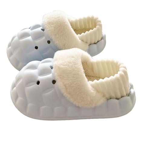 JXpxbao Damen Plüsch Winter Hausschuhe, Warme Fluffy Rutschfest Plüschschuhe Schlappen, Cartoon Bequem Lustige Weiche Slippers for Indoor Outdoor (Blau,38) von JXpxbao