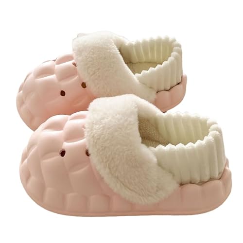 JXpxbao Damen Plüsch Winter Hausschuhe, Warme Fluffy Rutschfest Plüschschuhe Schlappen, Cartoon Bequem Lustige Weiche Slippers for Indoor Outdoor (Rosa,38) von JXpxbao