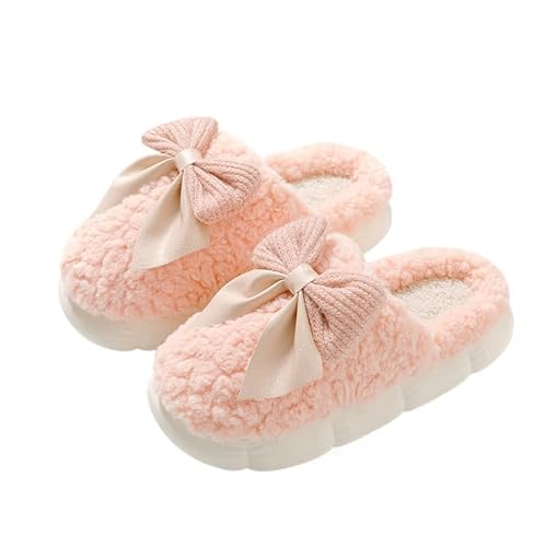 JXpxbao Damen Plüsch Winter Hausschuhe, Warme Fluffy rutschfest Plüschschuhe Schlappen, Cartoon Bequem Lustige Weiche Slippers for Indoor Outdoor (Rosa 1,36) von JXpxbao
