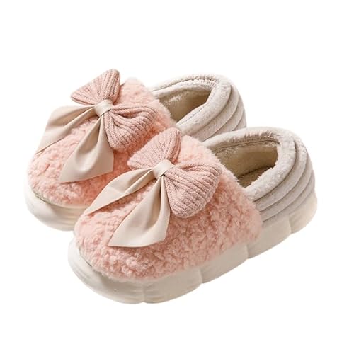 JXpxbao Damen Plüsch Winter Hausschuhe, Warme Fluffy rutschfest Plüschschuhe Schlappen, Cartoon Bequem Lustige Weiche Slippers for Indoor Outdoor (Rosa 2,40) von JXpxbao