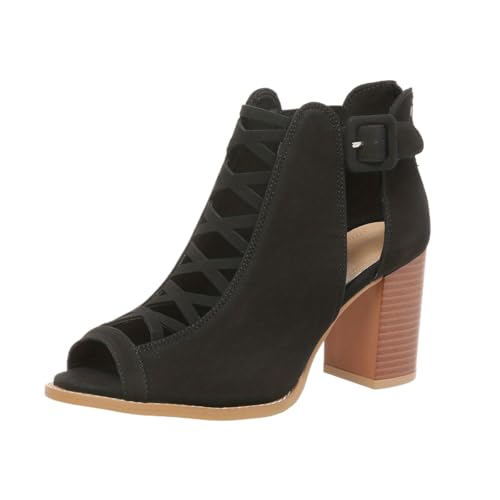 JXpxbao Damen Sandalen Bequem Flach Sandaletten Mit Absatz Sommer Dicker High Heel Riemchen Schuhe Plateau Sandalen Weichen Sohlen Plattform Sommerschuhe Strandschuhe Abendschuhe (Schwarz,36) von JXpxbao