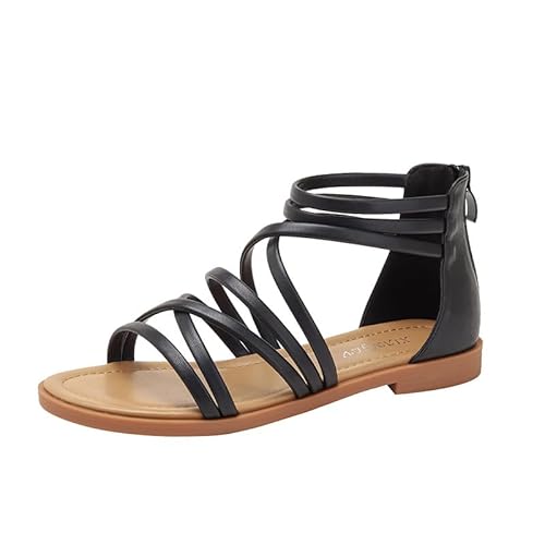 JXpxbao Damen Sandalen Sommerschuhe Bohemia Flache Sandalen Strandschuhe (schwarz,40) von JXpxbao