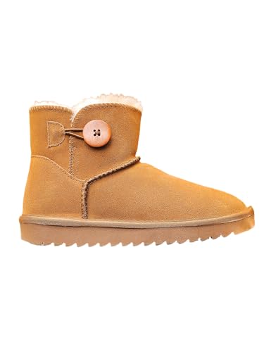 JXpxbao Damen Schlupfstiefel Warm Gefüttert Winter Boots Schneestiefel Winterschuhe Wildleder Winterstiefel Schneeschuhe (Karamellfarbe,36) von JXpxbao