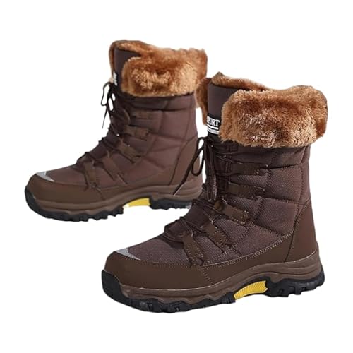 JXpxbao Damen Schneestiefel Winterstiefel Warm Gefüttert Winterschuhe Wasserdicht Outdoor Trekking Wanderschuhe Outdoor Sneaker Winterschuhe Gr.36-42 (Braun,41) von JXpxbao
