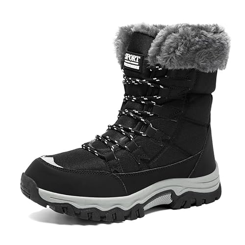 JXpxbao Damen Schneestiefel Winterstiefel Warm Gefüttert Winterschuhe Wasserdicht Outdoor Trekking Wanderschuhe Outdoor Sneaker Winterschuhe Gr.36-42 (Schwarz,41) von JXpxbao