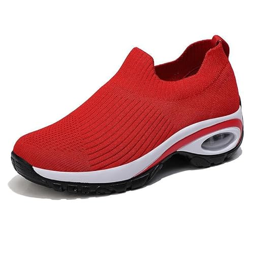 JXpxbao Damen Schuhe Slip on Sneakers Freizeit Atmungsaktive Fitness Turnschuhe Bequem Wanderschuhe (41,Großes Rot.) von JXpxbao