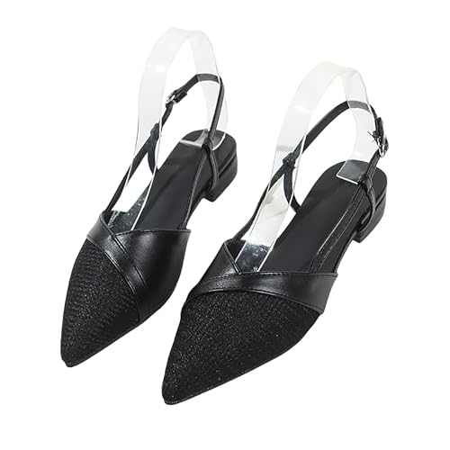 JXpxbao Damen Slingback Schuhe Flache Schuhe Für Damen Sandalen Elegant & Komfortabel Tanzschuhe Sandaletten Mit Blockabsatz Ideal Für Reisen, Einkaufen Und Party (Schwarz,36) von JXpxbao