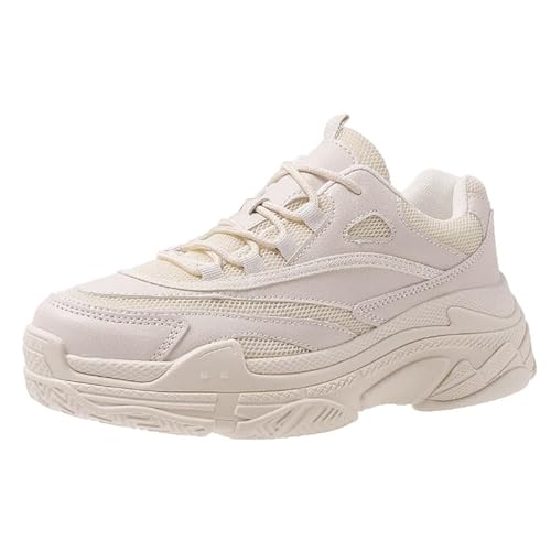 JXpxbao Damen Slip On Sneaker Leichte Atmungsaktiv Sportschuhe Turnschuhe Bequem Freizeitschuhe Walking Schuhe Outdoor Fitness (39,cremefarben) von JXpxbao