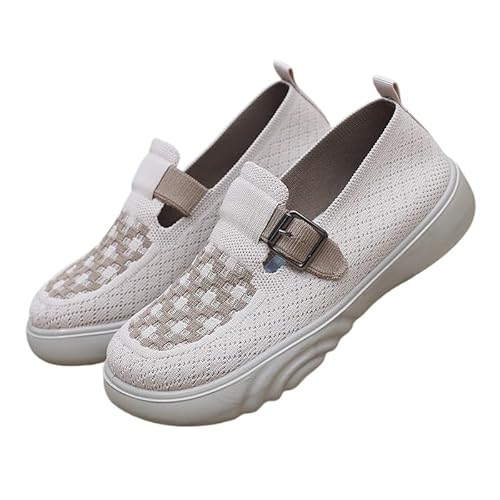 JXpxbao Damen Slip on Sneaker 2025 Leichte Atmungsaktiv Sportschuhe Turnschuhe Bequem Freizeitschuhe Walking Schuhe Outdoor (cremefarben,41) von JXpxbao