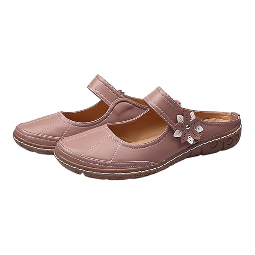 JXpxbao Damen-Slipper Mit Runder Spitze Und Genähten Blumen-Clogs – Elegant Und Bequem Für Sommer, Herbst Und Frühling (Lila,39) von JXpxbao