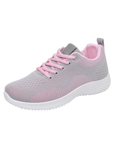 JXpxbao Damen Sneaker Atmungsaktiv Turnschuhe Leicht Laufschuhe Sportschuhe Freizeitschuhe (Grau rosa,40) von JXpxbao
