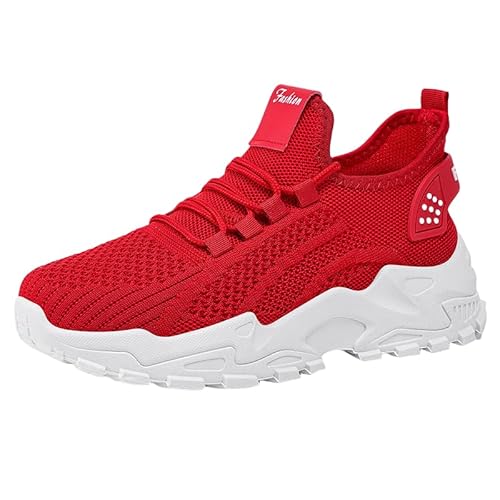 JXpxbao Damen Sneaker Atmungsaktiv Turnschuhe Leicht Laufschuhe Sportschuhe Freizeitschuhe Alle Jahreszeiten Gr.36-43 (Rot,39) von JXpxbao