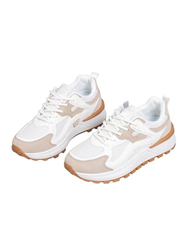 JXpxbao Damen-Sneaker Mit Dicker Sohle, Lässige All-Match-Sneaker, Schnürschuhe Weicher Sohle Und Modische Freizeitsch (35,Khaki) von JXpxbao