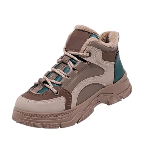 JXpxbao Damen-Sneaker Mit Dicker Sohle Stilvolle Freizeitschuhe Mit Dicker Sohle Bequeme Sneaker Mit Keilabsatz Und Fleecefutter (Braun,39) von JXpxbao