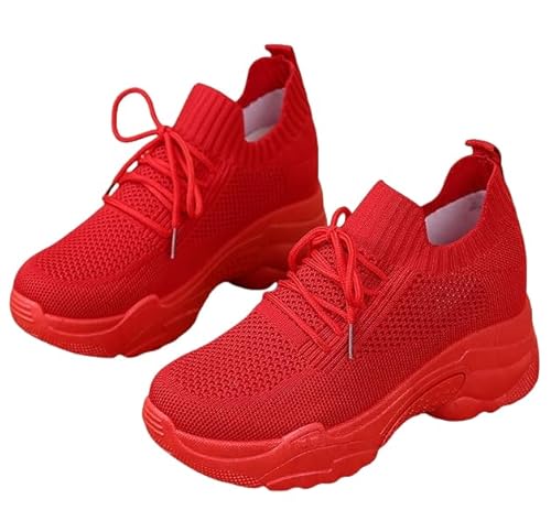 JXpxbao Damen Sneaker Orthopädische Weite Schuhe Sommer Ortho Care Fußgewölbestütze Freizeit Sportschuhe Diabetikerschuhe Mit Verstellbarem Nurse Plateauschuhe (rot,37) von JXpxbao