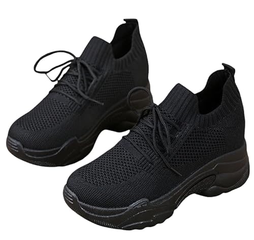 JXpxbao Damen Sneaker Orthopädische Weite Schuhe Sommer Ortho Care Fußgewölbestütze Freizeit Sportschuhe Diabetikerschuhe Mit Verstellbarem Nurse Plateauschuhe (schwarz,35) von JXpxbao