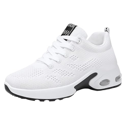 JXpxbao Damen Sneaker Wedges mit Keilabsatz Turnschuhe Atmungsaktive Freizeitschuhe Sportschuhe (Weiß,40) von JXpxbao