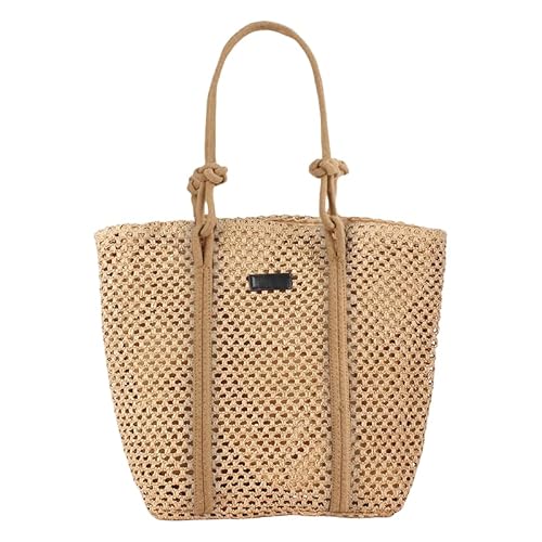 JXpxbao Damen Sommer Stroh Strandtasche Groß Umhängetasche Shopper Handtasche Crossbody Strohtasche Reisetasche Beach Tote Bag Für Reisen Einkaufen Und Urlaub (Khaki-B) von JXpxbao