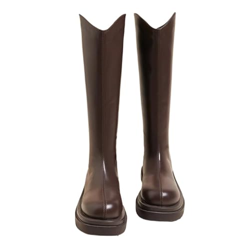 JXpxbao Damen Stiefel Overknees Langschaft Boots Blockabsatz High Heels Schwarz 38 (Braun,35) von JXpxbao