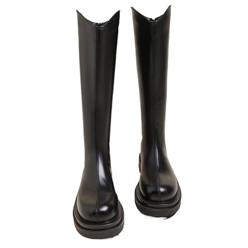 JXpxbao Damen Stiefel Overknees Langschaft Boots Blockabsatz High Heels Schwarz 38 (Schwarz,38) von JXpxbao
