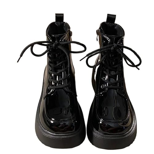 JXpxbao Damen Stiefeletten Plateau Boots Mit Blockabsatz Profilsohle (Schwarz,37) von JXpxbao