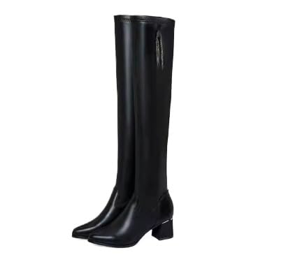 JXpxbao Damen-Stiefeletten Stiefel Mit Hohen Absätzen Schuhe Spitzer Zehenpartie Und Klobigen Elegante Sinnliche Damenkollektion Für Herbst/Winter (Schwarz,35) von JXpxbao