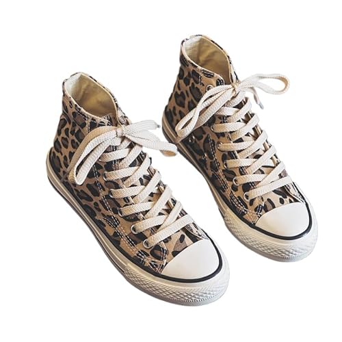 JXpxbao Damen Vintage Wildleder Stiefel Mit Leopardenmuster Schnürstiefel Damen Stiefel Kurzstiefel Übergangsstiefel Ankle Boots Warm Winterstiefel Winterboots Womens Boots (Leopard 2,39) von JXpxbao