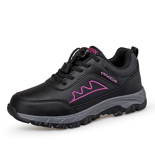 JXpxbao Damen Walking Schuhe Leichtes Memory Schaum Luftkissen Herren Sneaker Wasserdicht Sportschuhe Gym Bequem Freizeitschuhe (Schwarz-Pink,41) von JXpxbao
