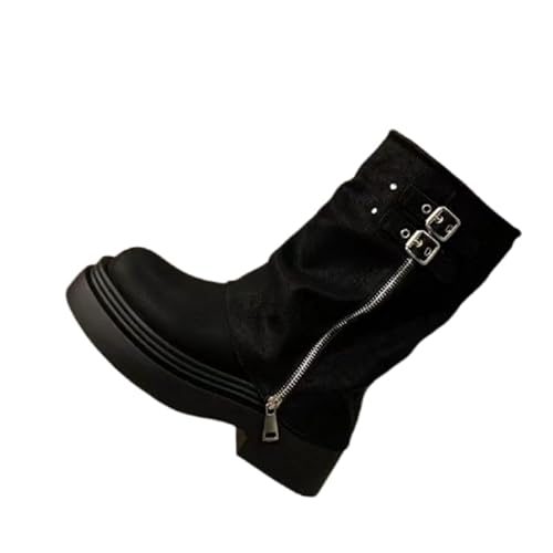 JXpxbao Damen Warme Gefütterte Schneestiefel Stiefeletten Mit Keilabsatz Winter Rutschfest Boots Schuhe 35-39 (Schwarz,37) von JXpxbao