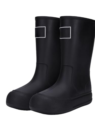 JXpxbao Damen Wasserdichte Gummistiefel, Mittelhohe Stiefel, Gartenschuhe, Rosa/schwarz, 36-39EU (36,Schwarz) von JXpxbao