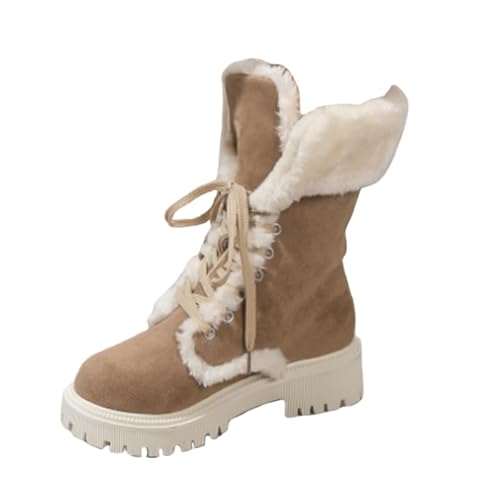 JXpxbao Damen Winterstiefel Gefütterte Stiefel Warme Schneestiefel Winterstiefel Outdoorstiefel (Khaki,36) von JXpxbao