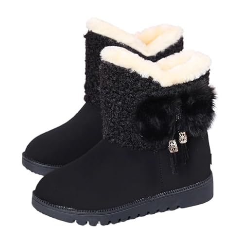 JXpxbao Damen Winterstiefel Gefütterte Stiefel Warme Schneestiefel Winterstiefel Outdoorstiefel (Schwarz 1,36) von JXpxbao