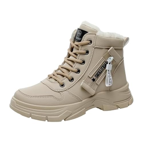 JXpxbao Damen Winterstiefel Motorradstiefel Frauen Stiefeletten Wasserdicht Warm Gefütterte Schneestiefel Winterschuhe Winter Kurzschaft Stiefel Boots Schuhe (Khaki,39) von JXpxbao