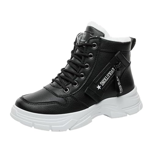 JXpxbao Damen Winterstiefel Motorradstiefel Frauen Stiefeletten Wasserdicht Warm Gefütterte Schneestiefel Winterschuhe Winter Kurzschaft Stiefel Boots Schuhe (Schwarz,42) von JXpxbao