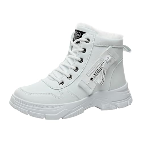 JXpxbao Damen Winterstiefel Motorradstiefel Frauen Stiefeletten Wasserdicht Warm Gefütterte Schneestiefel Winterschuhe Winter Kurzschaft Stiefel Boots Schuhe (Weiß,40) von JXpxbao