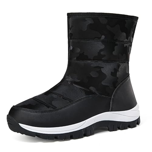 JXpxbao Damen Winterstiefel Wasserdicht Warm Gefütterte Schneestiefel Winterschuhe Winter Halbhoch Stiefel Boots Schuhe Mit Reißverschluss (Schwarz,37) von JXpxbao