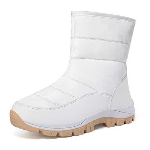 JXpxbao Damen Winterstiefel Wasserdicht Warm Gefütterte Schneestiefel Winterschuhe Winter Halbhoch Stiefel Boots Schuhe Mit Reißverschluss (Weiß,38) von JXpxbao