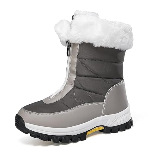 JXpxbao Damen Winterstiefel Wasserdicht Warm Gefütterte Schneestiefel Winterschuhe Winter Kurzschaft Stiefel Boots Schuhe Halbhoch Bequem Winter Boots (Grau,37) von JXpxbao