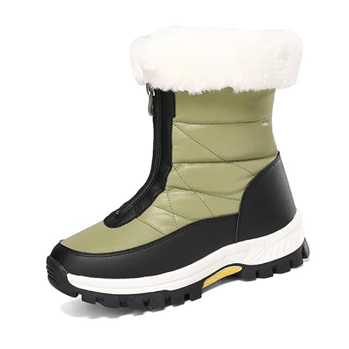 JXpxbao Damen Winterstiefel Wasserdicht Warm Gefütterte Schneestiefel Winterschuhe Winter Kurzschaft Stiefel Boots Schuhe Halbhoch Bequem Winter Boots (Grün,38) von JXpxbao
