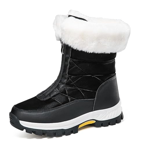 JXpxbao Damen Winterstiefel Wasserdicht Warm Gefütterte Schneestiefel Winterschuhe Winter Kurzschaft Stiefel Boots Schuhe Halbhoch Bequem Winter Boots (Schwarz,41) von JXpxbao