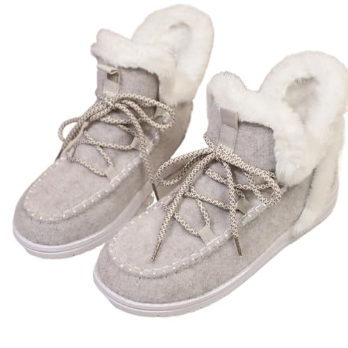 JXpxbao Damenschuhe Winter Warme Fleece-Wanderschuhe Weich Gefütterte Fleece-Stiefel Bequemes (Beige,37) von JXpxbao