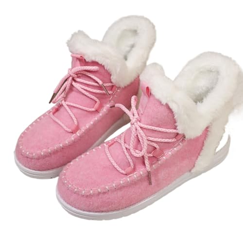 JXpxbao Damenschuhe Winter Warme Fleece-Wanderschuhe Weich Gefütterte Fleece-Stiefel Bequemes (Rosa,40) von JXpxbao
